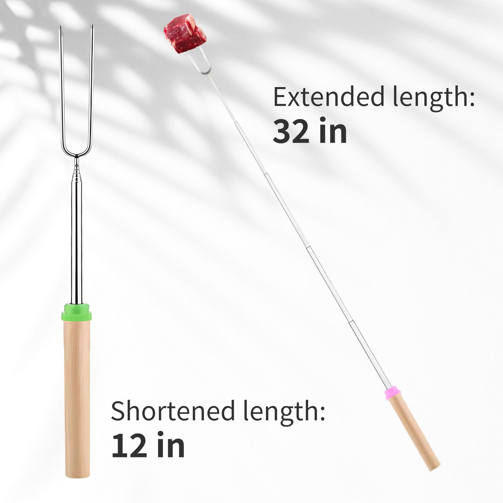 SULIVES 4 Pack Marshmallow Toasting Forks Kit - Extendable Stainless Steel Smores Sticks for BBQ and Campfire - Retractable Outdoor Campfire Accessories for Roasting Marshmallows and Hot Dogs