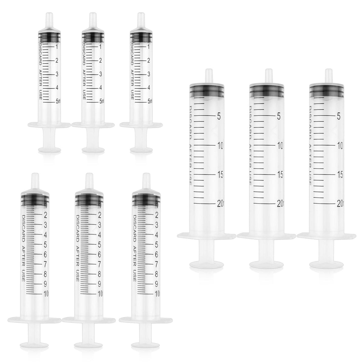 Syringe Set, 5ml 10ml 20ml Plastic Syringe, Feeding Syringe for Pets, Liquid Measuring Syringe Tools, Syringe for Labs, Animal Feeding, Dispensing, Watering (No Needle, 9 PCS)