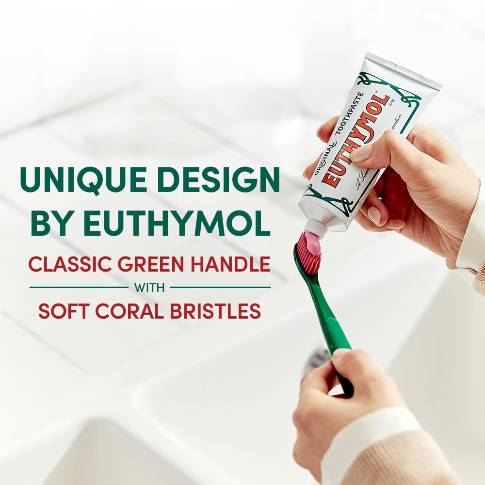 Euthymol Classic Toothbrush, Large Full Head, Soft Bristle, Triple Curve Ergonomic Manual Toothbrushes, Efficient Cleaning, Sensitive Gums Teeth, Daily Oral Enamel Dental Care