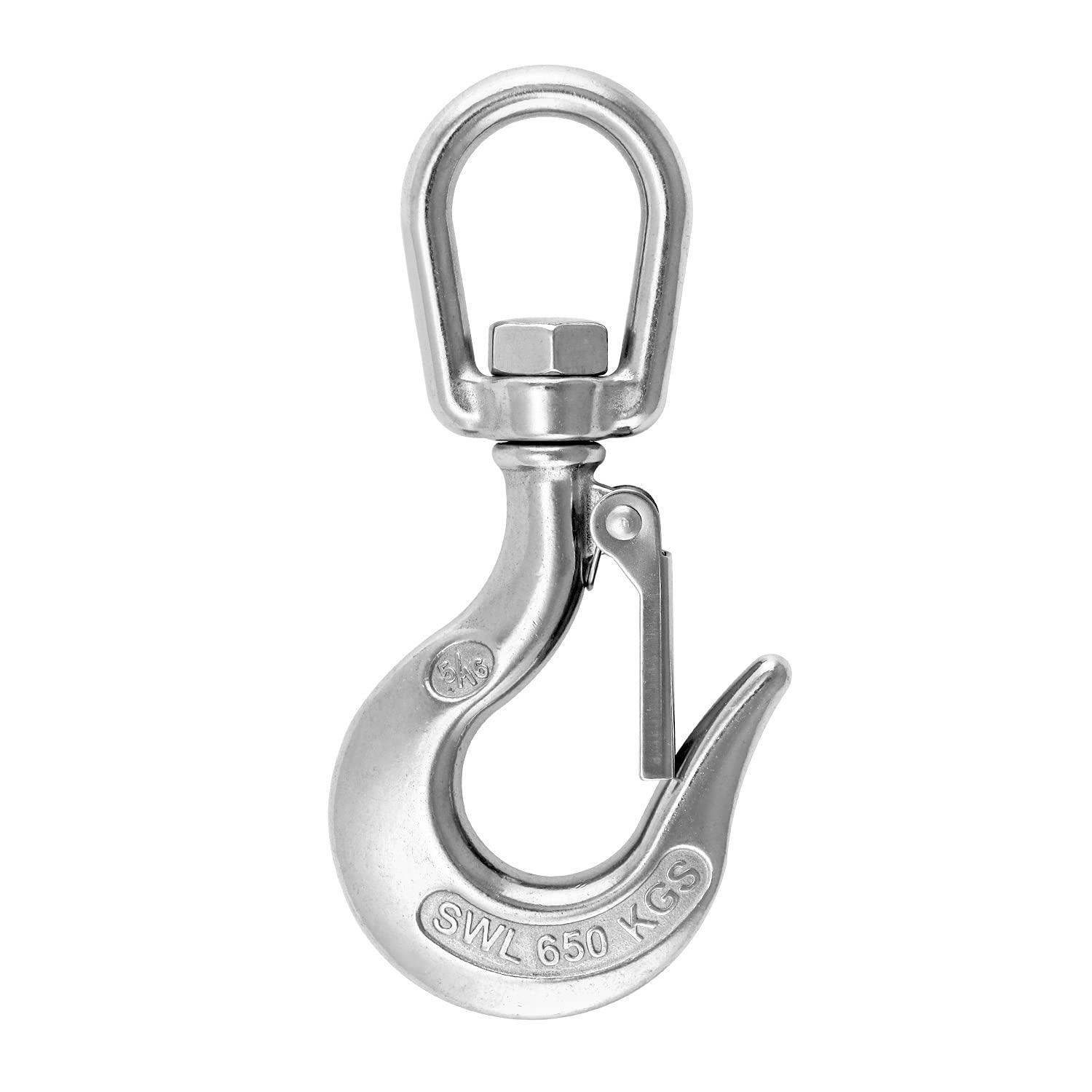 QWORK® Crane Lifting Hook with Latch, Swivel Eye Hook, Rigging Accessory 650kg (1400lb)