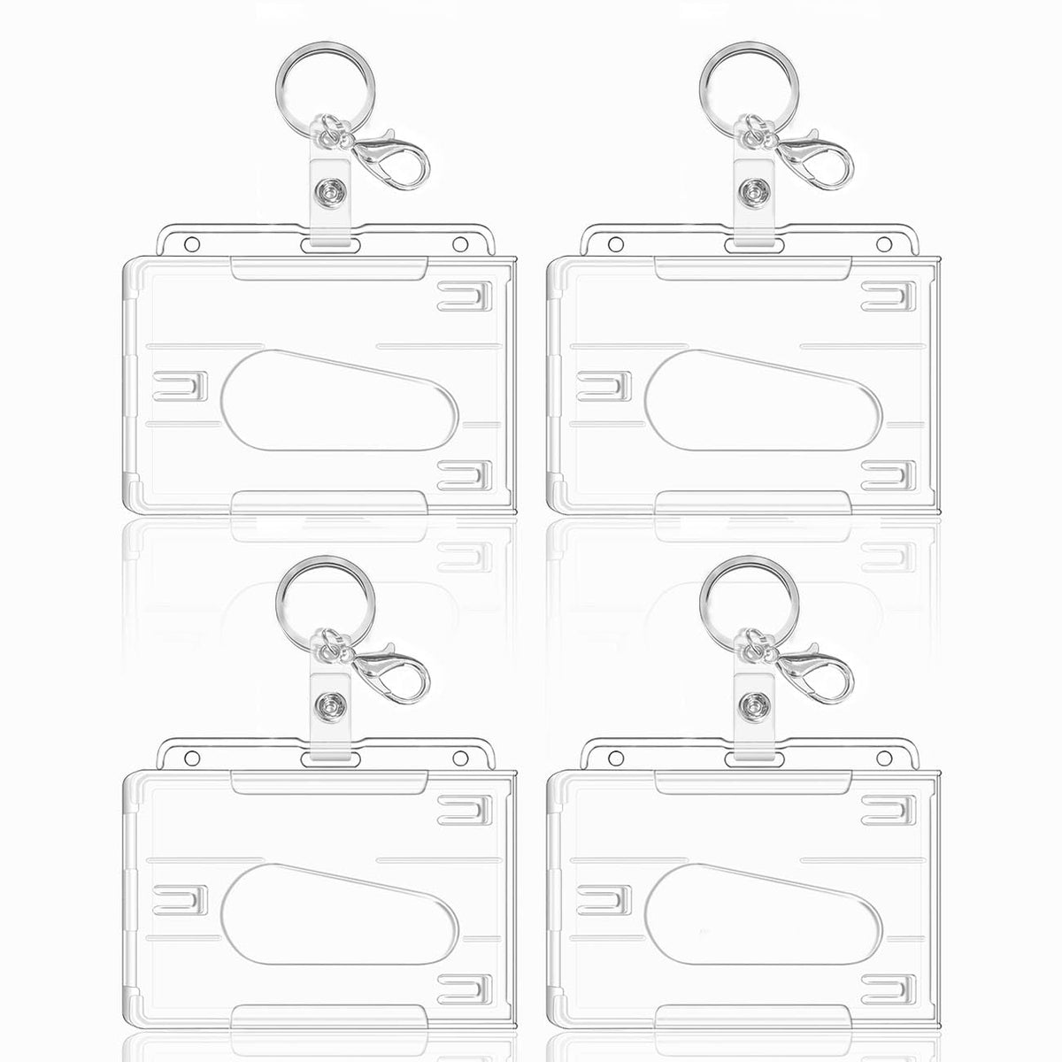 ID Card Holders, 4 pcs Hard Clear Badge Holder, ID Card Holder for Office,School, ID Credit Cards,ID Clip,Pass Holder (A4 - Set)