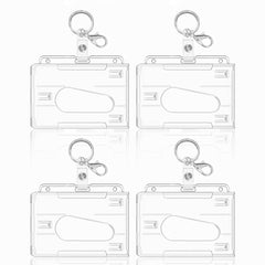 ID Card Holders, 4 pcs Hard Clear Badge Holder, ID Card Holder for Office,School, ID Credit Cards,ID Clip,Pass Holder (A4 - Set)