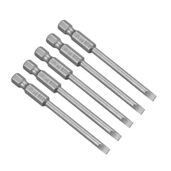 sourcing map 5 Pcs 4mm Slotted Tip Magnetic Flat Head Screwdriver Bits, 1/4 Inch Hex Shank 3-inch Length S2 Power Tool