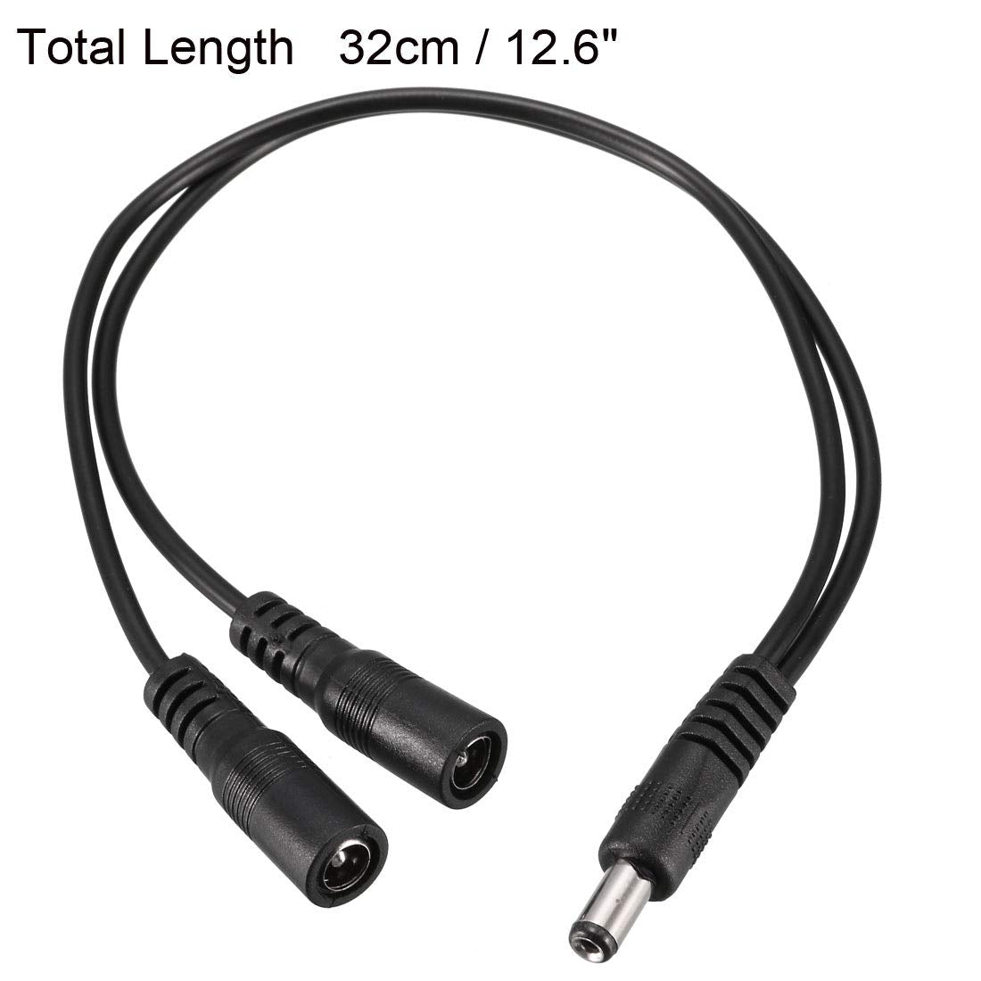 sourcing map 1 Male to 2 Female 5.5mm x 2.1mm 32cm DC Power Splitter Cable for Router, LED Lights & More Electronics Devices