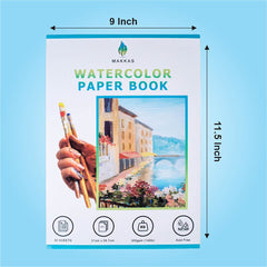 Makkas Watercolour Paper Pad A4 30 Sheets 140lb / 300gsm Cotton Blend Student Grade   Includes Pad Only   Cold Pressed & Acid Free Watercolour Sketchbook (Watercolour Pad)