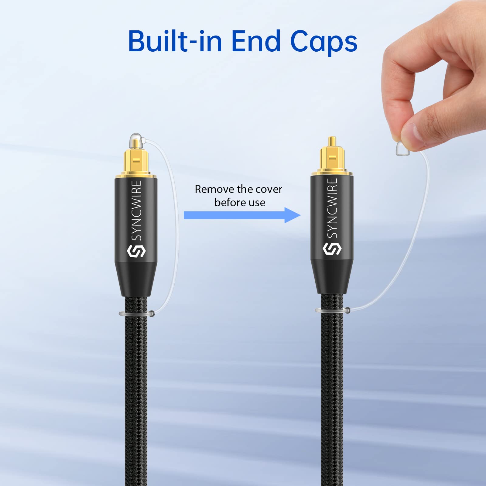 Syncwire Optical Cable Digital Audio 2M - Flexible Nylon Braided Toslink Port Cable Optical Cable 24K Gold-plated Connectors for Soundbar, Smart TV, PS4, X-Box, DVD/CD, Home Theater and More