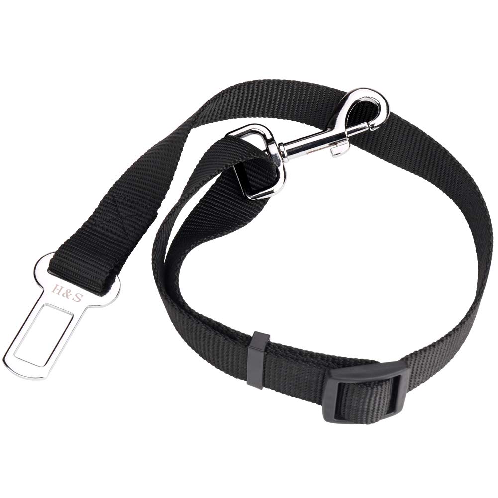 H&S. 2 Dog Car Seat Belt Lead Restraint Harness Seatbelt Attachment Clip Black - Dog Harness - Dog Lead - Dog Car Harness - Dog Car Restraint - Dog Car Seat Harness - 2 Clip Dog Lead - Seat Belt Dog