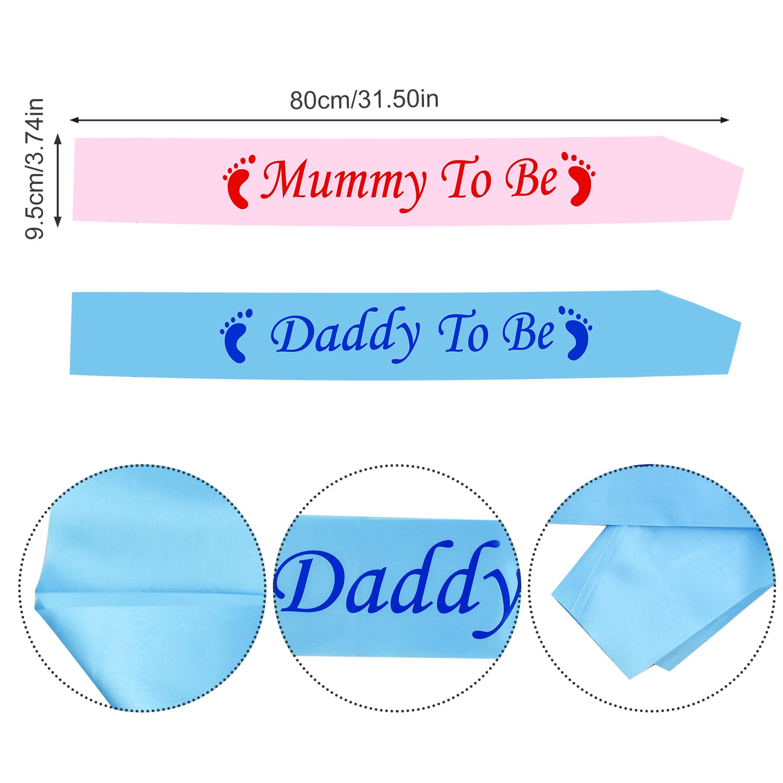 2PCS Mummy To Be Sash Pink Daddy To Be Sash Blue Mummy and Daddy To Be Sash Mum To Be Sash Baby Shower Sash Dad To Be Sash Party Decoration Supplies Baby Shower Sashes for Mum Family