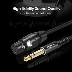 Twozoh XLR Female to 6.35mm (1/4 Inch) Male TRS Cable 3M, Quarter Inch Jack TRS balanced to XLR Microphone Cable (Profesional/HiFi)