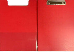 A4 Vinyl Clipboard - Fold Over Cover File Holder Folder Wallet Clip Board Strong (Red)