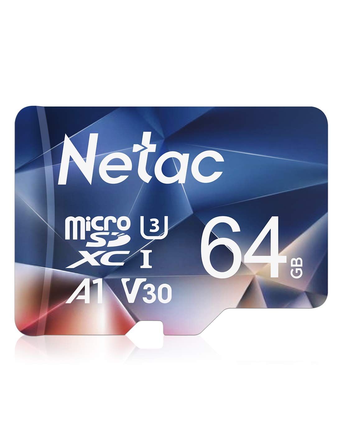 Netac 64GB MicroSDHC Memory Card, Micro SD Card R/W up to 100/30MB/s, TF Card 4K Full HD Video Recording, UHS-I, C10, U3, A1, V30, for Camera, Smartphone, Security System, Drone, Dash Cam, Gopro