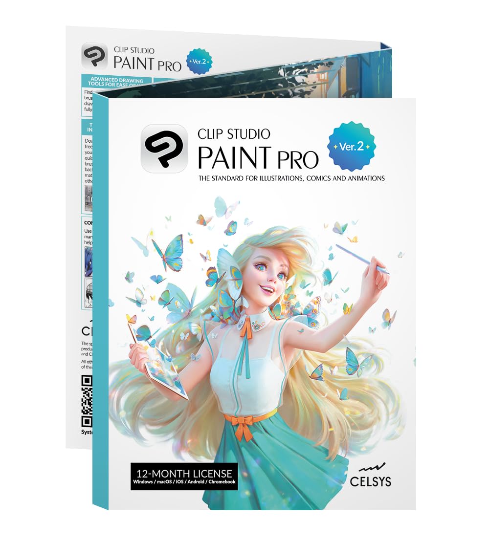 CLIP STUDIO PAINT PRO - Version 2   12 Months License   1 Device   for PC, macOS, iPad, iPhone, Galaxy, Android, Chromebook