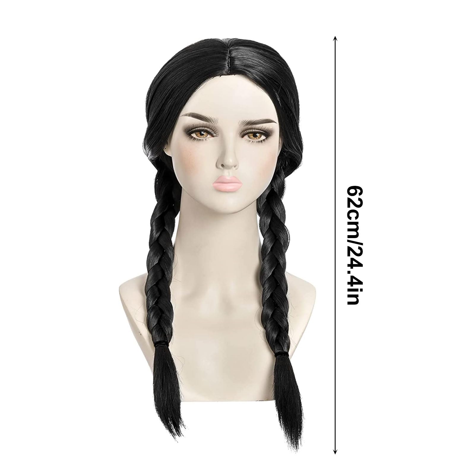 SKHAOVS Long Black Braids Wig Cosplay,Black Plaited Wig for Women Girls, Wig,Long Braids Synthetic Wigs with Breathable Mesh Cap, Birthday, Hallween, Christmas (black)