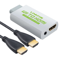 LiNKFOR White Wii HDMI Converter With 3ft HDMI Cable/Wii to HDMI Converter -Scales Wii Signal to 720p and 1080p HDMI Signal- Wii2HDMI 720P Or 1080P Video Converter Adaptor HDTV and 3.5MM Audio Output