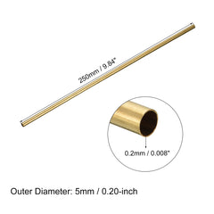 sourcing map Brass Tube, 5mm OD 0.2mm Wall Thickness 250mm Length Round Pipe Tubing for Industry, DIY Projects 2 Pcs