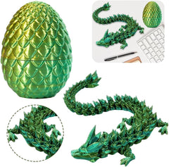 3D Printed Dragon in Egg,Full Articulated Dragon Crystal Dragon with Dragon Egg,Flexible Joints Home Decor Executive Desk Toys,Home Office Decor Executive Desk Toys (Laser Yellow&green)