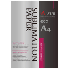 A-SUB Sublimation Paper A4, 210x297mm, 100 Sheets, Compatible with EPSON, SAWGRASS, RICOH, Brother Sublimation Printers