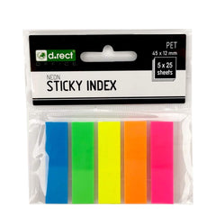 D.RECT Adhesive Strips Page Marker Index Sticky Marker Film Text Strips PET Film 45 x 12 mm 5 x 25 Strips 800084 Multicolor