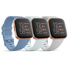 AK Pack 3 Straps Compatible with Fitbit Versa 2 Staps/Fitbit Versa Lite Strap/Fitbit Versa Strap for Women Men, Silicone Sport Classic Replacement Compatible with Fitbit Versa 2 (Small, Pack Y)