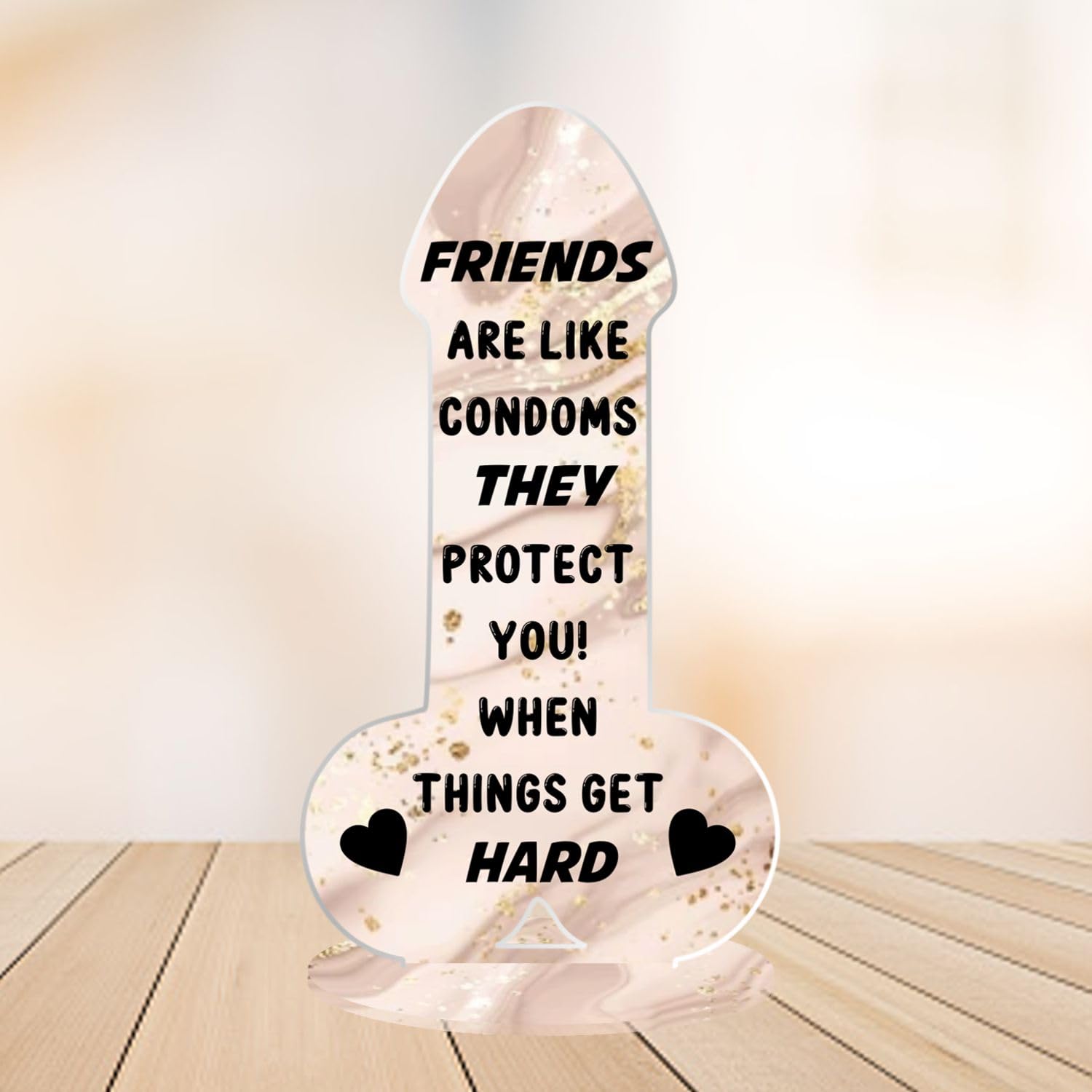 Pixie's Gifts Funny Rude Friendship Plaque Novelty Birthday Best Friend Joke Gift Her Color and Material Options Available (Acrylic Small 13.5cm x 7cm, Marble Effect)