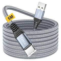 Txtcu Long USB C Cable 5m, USB C Charger Cable Braided USB Type C Cable Fast Charging Compatible for PS5 Controller,Xbox,Samsung Galaxy S20/S10/S9,Note 10 9 8,LG,Motorola,Switch,Kindle Fire,Huawei