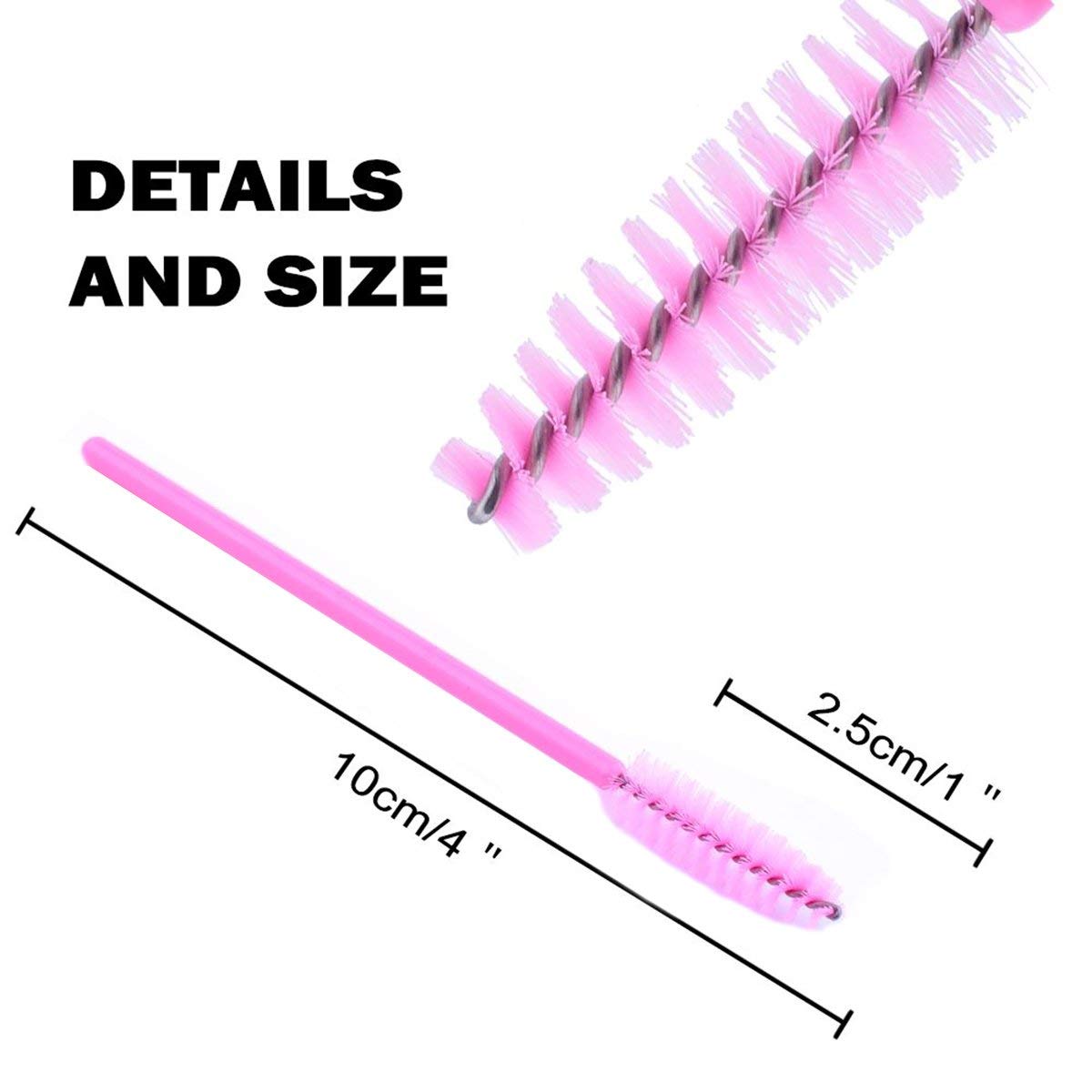 50 PCS Disposable Eyelash Brushes Mascara Wands Eye Lash Eyebrow Applicator Cosmetic Makeup Brush Tool Kits (pink)