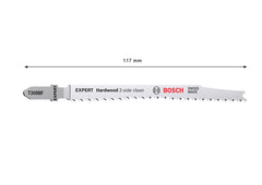 Bosch Professional 25x Expert ‘Hardwood 2-Side Clean’ T 308 BF Jigsaw Blade (for Plastic coated boards, Multiplex board, Length 117 mm, Accessories Jigsaw)