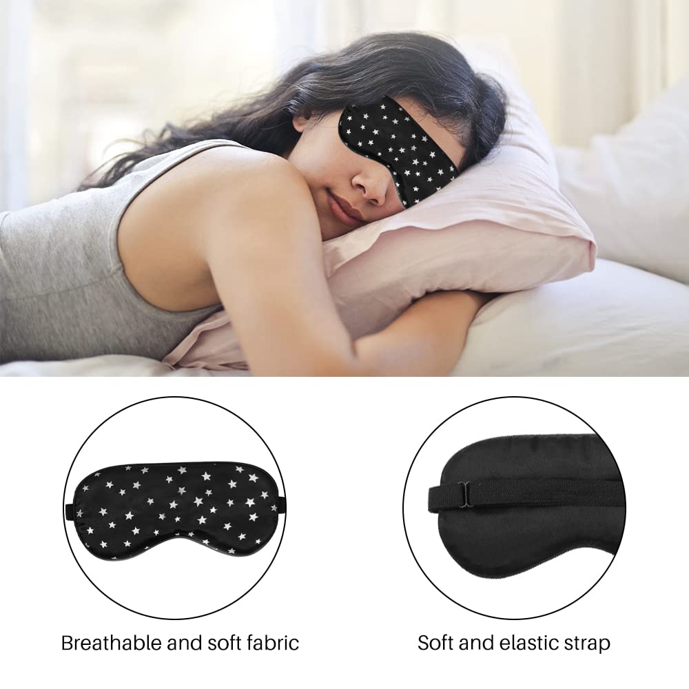 Silk Sleep Mask, Silk Eye Mask with Adjustable Strap for Sleeping Christmas Soft Eye Cover Star Eyeshade Blindfold for Night, Travel, Nap, Meditation Y7XXYZ (Black)