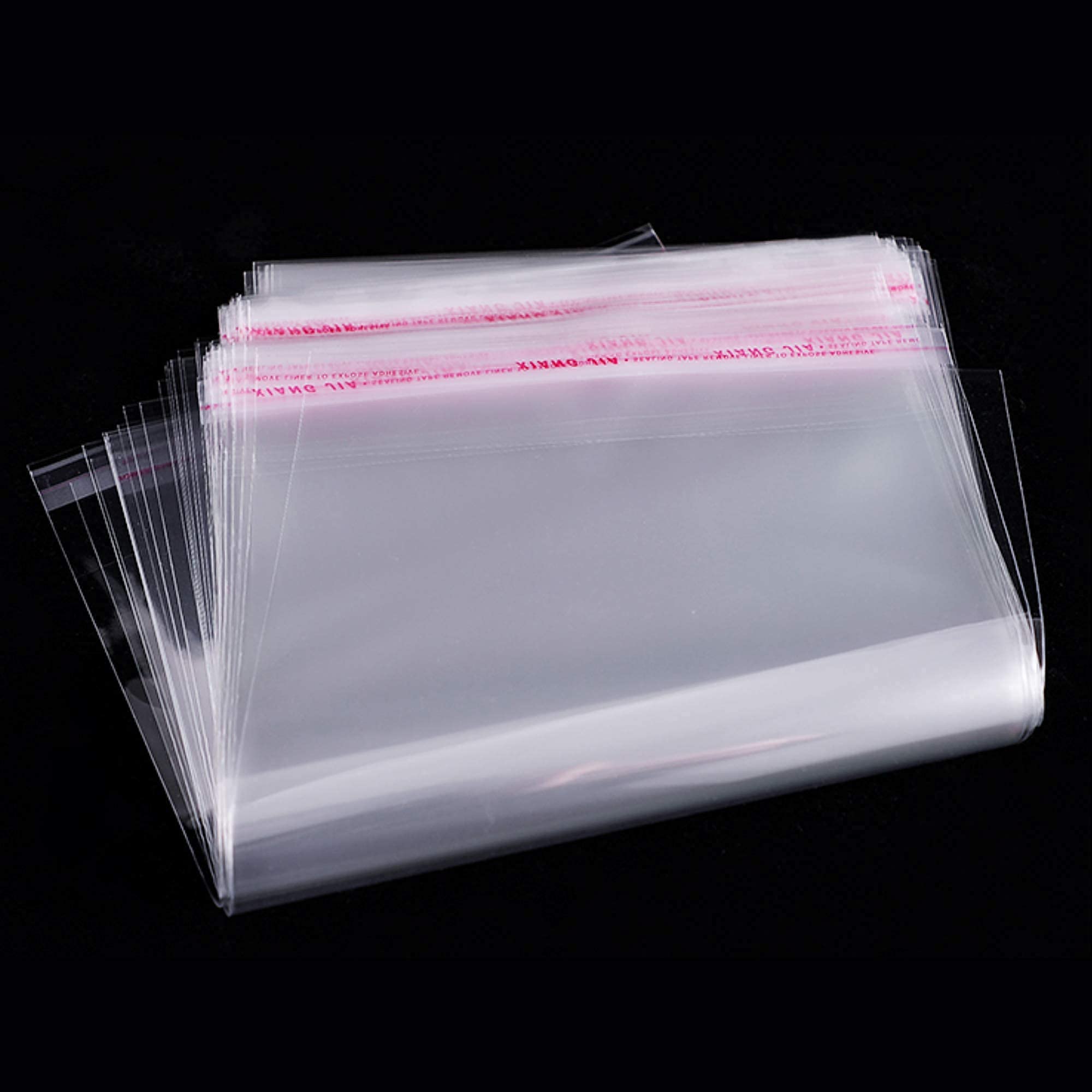 Self Adhesive Cellophane Bags 300pcs 5 inchesx7 inches Transparent Cello Bags Clear Self Sealing OPP Poly Bags 50µm for Cookies Candies Seed Beads Soap Chocolates (8 Sizes for Choosing)