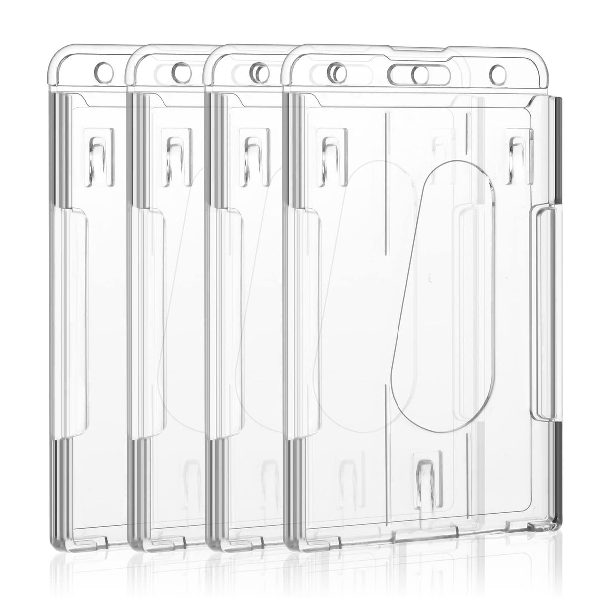 Vicloon Vertical 2-Card Badge Holder, 4pcs Hard Plastic ID Credit Card, Clear Badge Holders ID Card Badge Holder for Office School IDs Credit Cards Driver’s Licenses and Passes