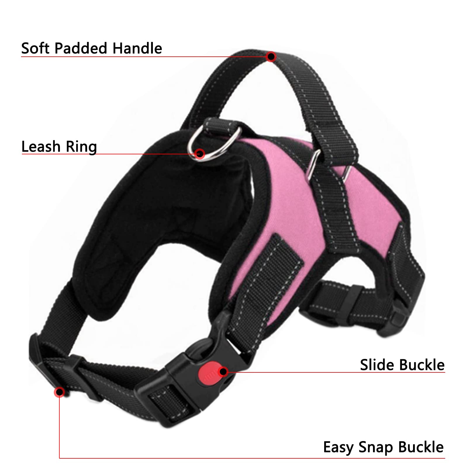 FYY Dog Harness No Pull, Breathable Adjustable Pet Harness Dog Vest Harness, Reflective Oxford Easy Control Dog Harness with Sturdy Handle for Small Medium Large Dogs S-Pink