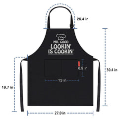 APRONPANDA Cooking Aprons for Men with Pockets, Adjustable Apron for Home Kitchen, BBQ Grilling, Cooking Gifts for Men Chef, Christmas Gifts for Men, Dad, Husband, Grandad Birthday Gifts