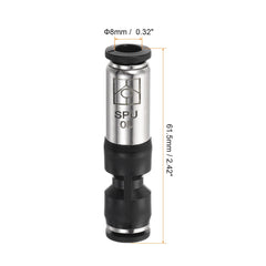 sourcing map Check Valve 8mm Inner Dia. Inline Air Tube Fitting Push to Connect Pneumatic Quick Connector for Vacuum Air Compressor Pump Black