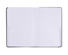 A6 Index Notebook Hardback Leatherette Cover 8mm Ruled Margin A-Z Tabs 264 Pages 100 GSM White Paper – 11 X 16 CM Index Notebook (Black)