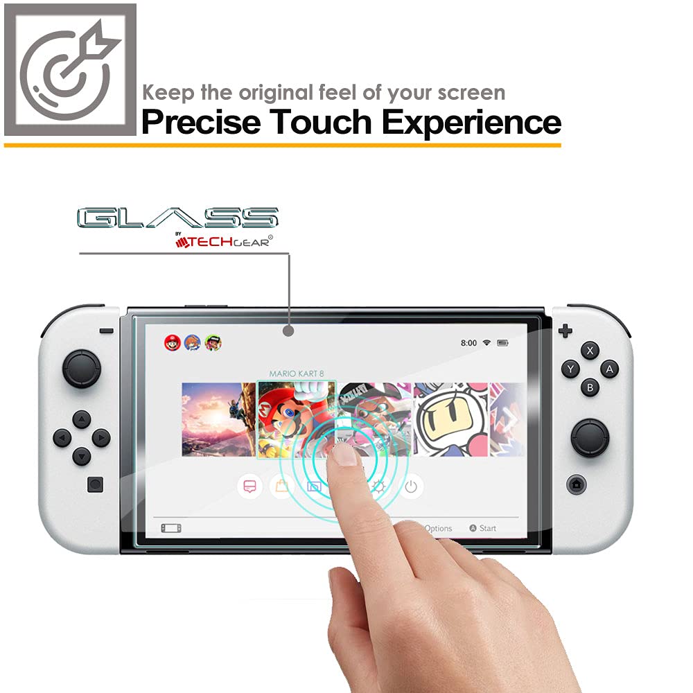 TECHGEAR Switch OLED 7 inches GLASS Edition, Genuine Tempered Glass Screen Protector [2.5D Edge] [9H Hardness] [Crystal Clarity] [Scratch-Resistant] [No-Bubble] Compatible for Nintendo Switch OLED 2021