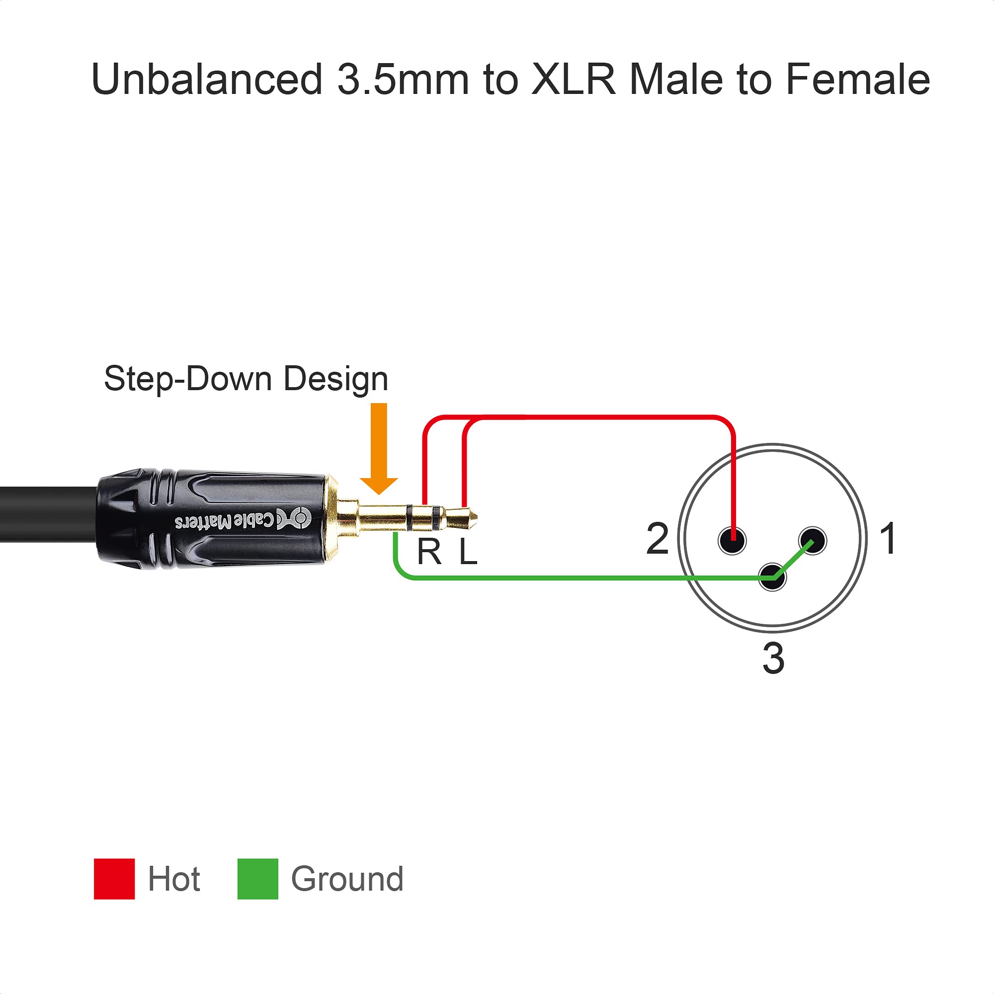 Cable Matters (1/8 Inch 3.5mm to XLR Cable 0.9 m Male to Male (XLR to 3.5mm Cable, XLR to 3.5mm Jack, XLR to 1/8 Cable, 1/8 to XLR Cable)