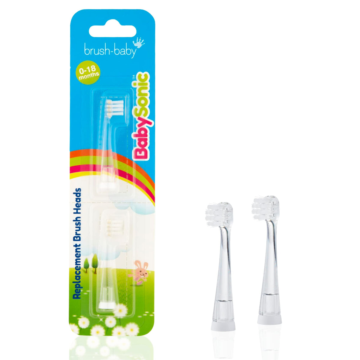 Brush-Baby Certified - Babysonic Replacement Heads for Babysonic Electric Toothbrush (0-18 Month (Pack of 2)