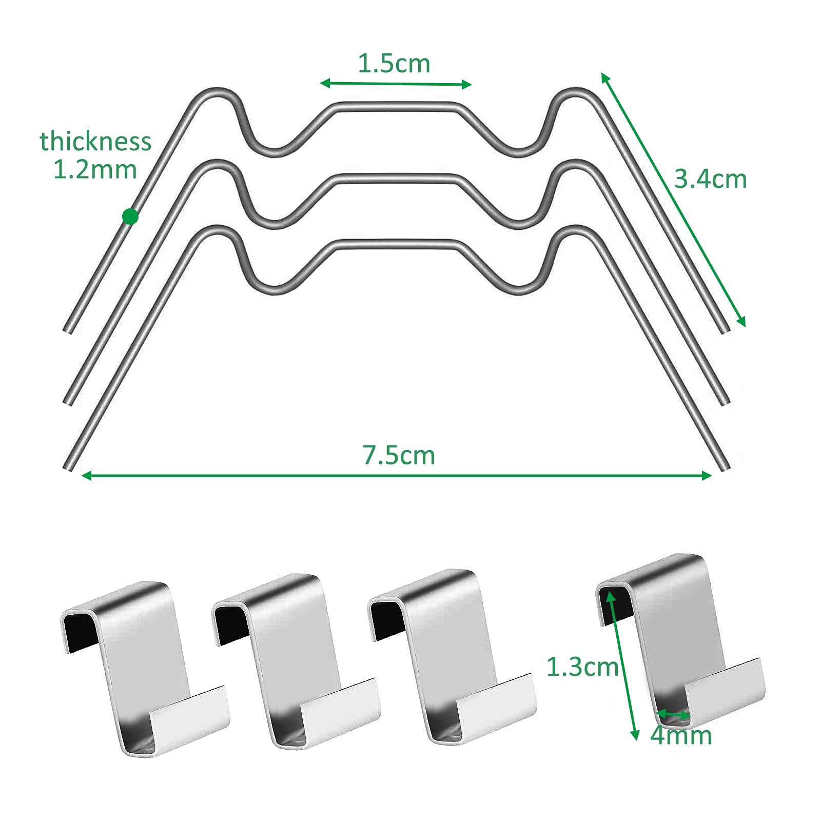 Wendergo Greenhouse Glass Clips Set Stainless Steel 50x Greenhouse Glazing W Wire Clips and 50x Greenhouse Glazing Z Overlap Clips, Greenhouse Glass Replacement Panels Fixing Clips Repair Accessories