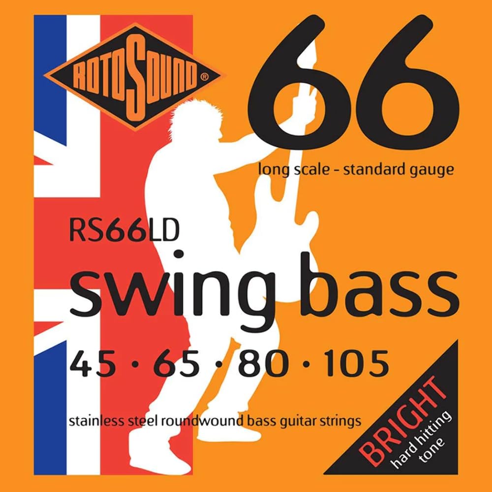 Rotosound Stainless Steel Standard Gauge Roundwound Bass Strings (45 65 80 105), RS66LD