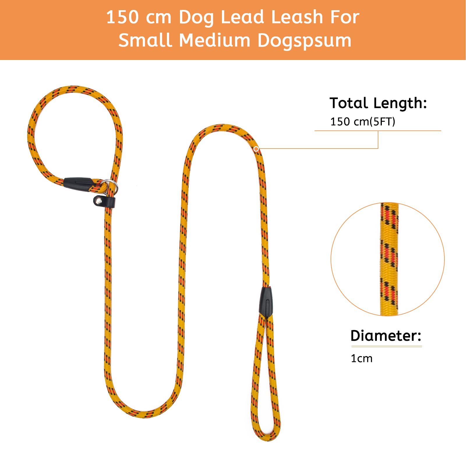 Zhichengbosi 2 PACK Adjustable Dog Leash Nylon Training Lead Leash Durable, Soft Leash For Dogs 10-80 lbs (blueandyellow)