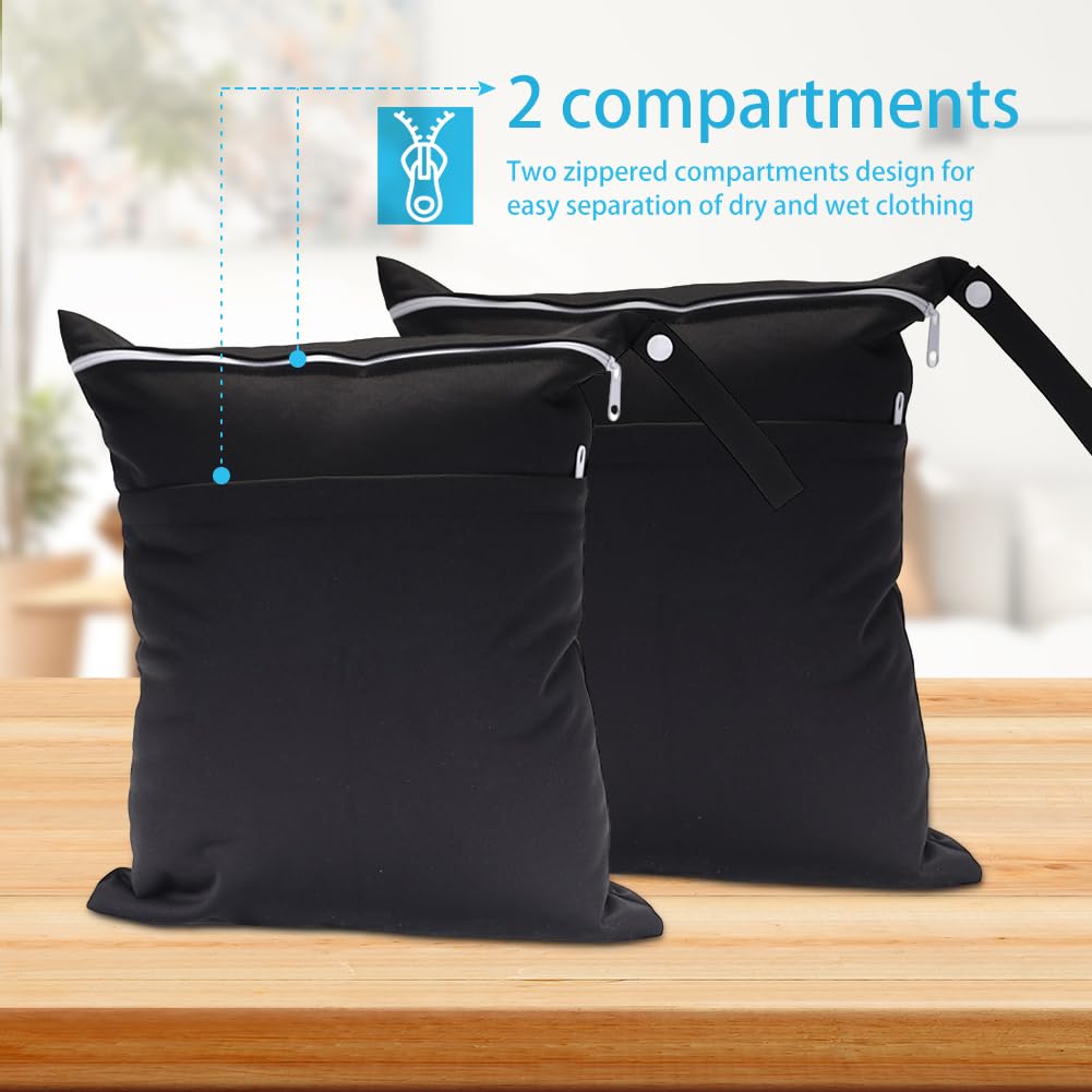 Violotoris 2pcs Wet Bag, 30 x 36cm Swimming Waterproof Wet Dry Bag, Clothes Bag Reusable Hanging Zipper Organizer Storage Bag for Babies Swimming Camping Travel Gym Workout Beach