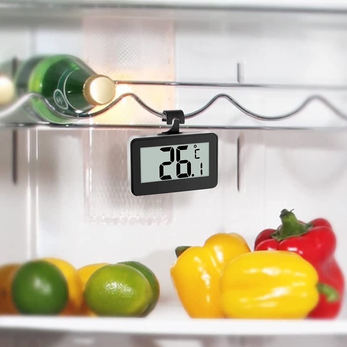 Fridge Thermometer Digital Refrigerator Thermometer, Suplong Digital Waterproof Fridge Freezer Thermometer With Easy to Read LCD Display (Black-2)