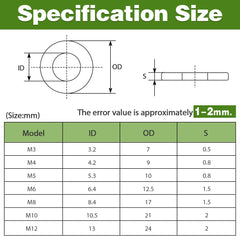 100PCS M3 Washers, M3 x 7mm Flat Spacer Repair Washer, Jeboler DIN 125 A2 V2A Washers for Screws 304 Stainless Steel, Penny Washers Metal Washers Steel Washers for Bolts & Nuts & Threaded Rod