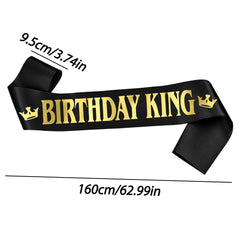 IRYNA Birthday King Sash, Black Birthday Sash with Gold Letter Birthday King for Men, Happy Birthday Banner Birthday Party Decorations, Great Birthday Gifts for Men Adults Kids