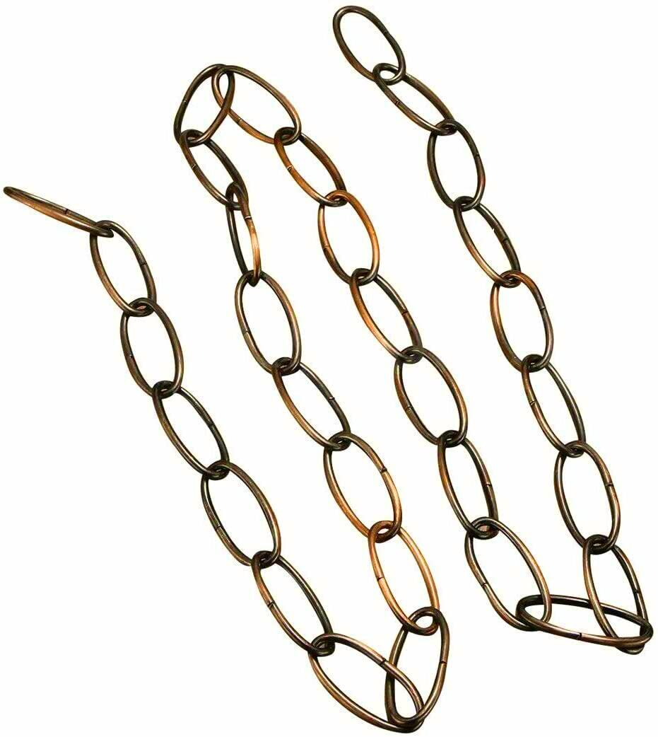 LEDSone Heavy Duty Metal Chain for Vintage Chandelier Suspended Ceiling Pendant Hanging Lamps (Brass - 3 Pack)