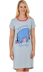 INSIGNIA Womens Ladies Short Sleeve Jersey Nightshirts Eeyore & Minnie Mouse (Blue Eeyore, 16-18)