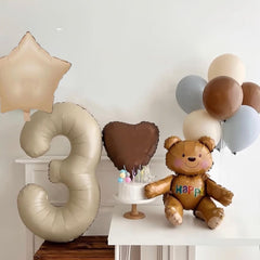 Number 13 Balloon Beige,40 Inch Large Cream Foil 13th Birthday Balloons,Digital 13 Helium Mylar Balloons for Boys Girls 13th Birthday Anniversary Party Supplies Decorations