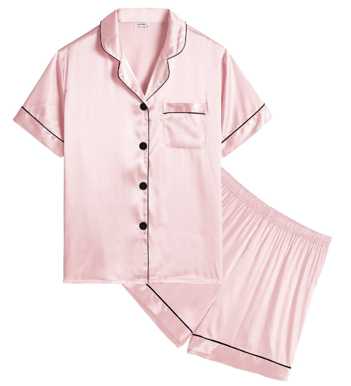 SWOMOG Kids Satin Pyjamas Sets Girls Boys Button-Down Pjs Short Sleeve Silk Nightwear 2 Piece Lounge Sets