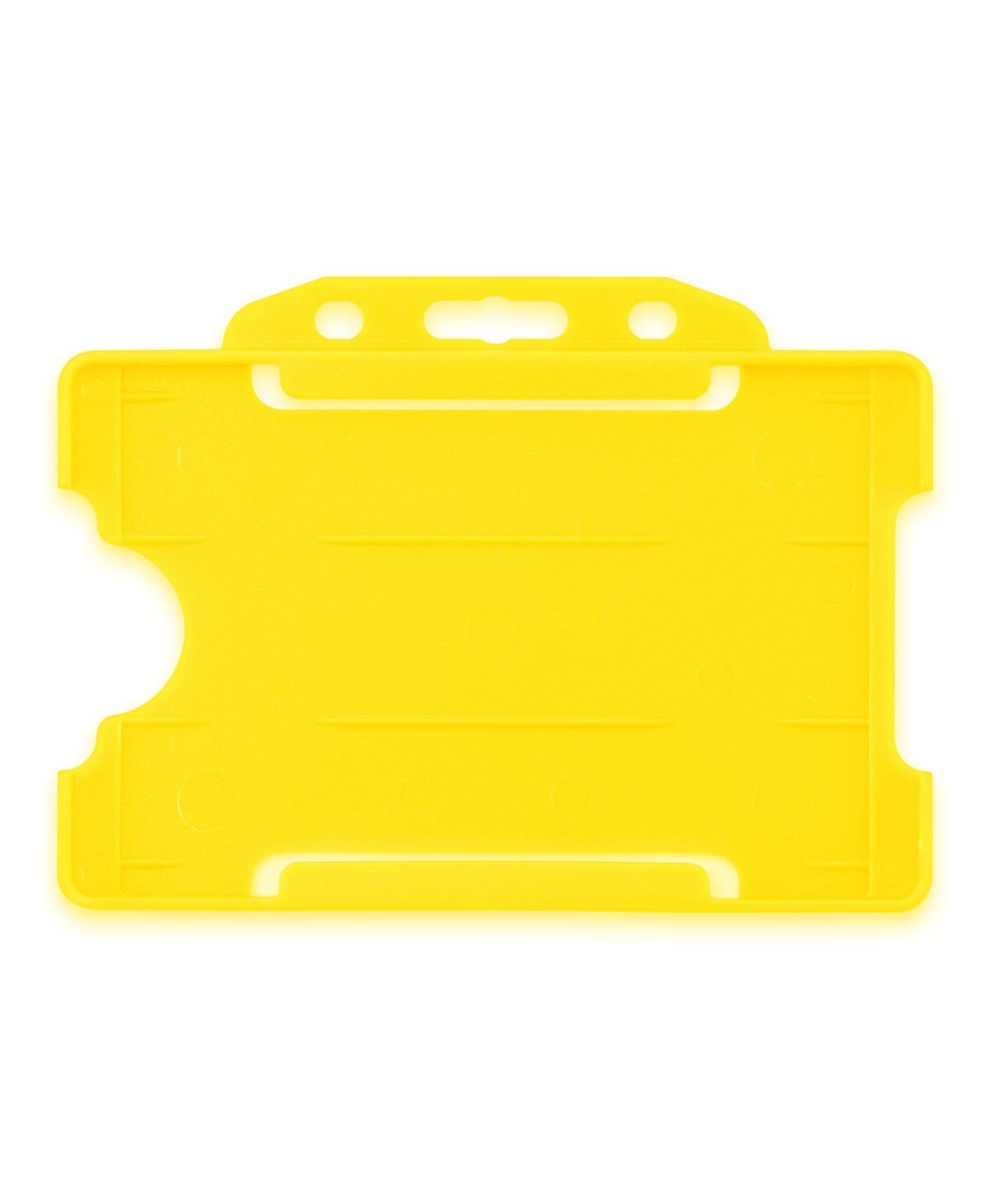 CKB LTD 10x Yellow Single Sided Rigid Slide in Open Faced ID Card Badge Holders Horizontal/Landscape Identity Plastic Pass Protector - Holds a 86mm 54mm cr80 Credit Card Sized