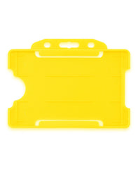 CKB LTD 10x Yellow Single Sided Rigid Slide in Open Faced ID Card Badge Holders Horizontal/Landscape Identity Plastic Pass Protector - Holds a 86mm 54mm cr80 Credit Card Sized